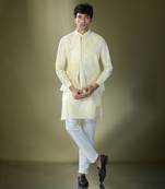 Parrot green embroidered kurta-jacket set