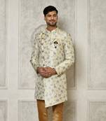 Grey indo western with  pattern work