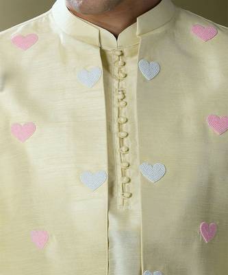 Parrot green embroidered kurta-jacket set 3