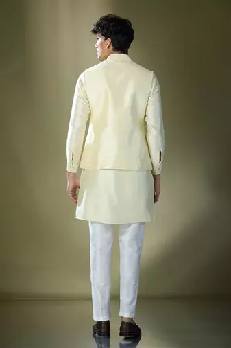 Parrot green embroidered kurta-jacket set