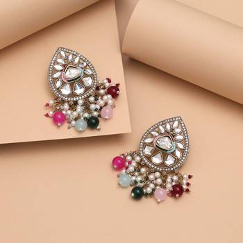 Multi color meena work kundan earrings 2