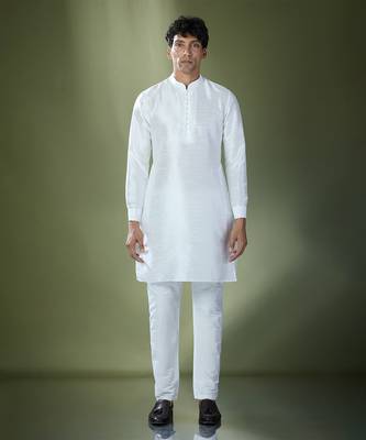 Teal blue quilted kurta-jacket set 5