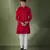 Cherry red mirror embroidered kurta set