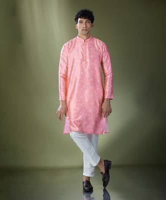 Pink printed kurta set 1