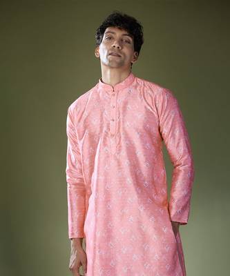 Pink printed kurta set 2