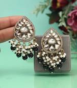 Black color meena work kundan earrings
