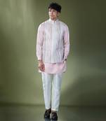 Powder pink embroidered kurta-jacket set