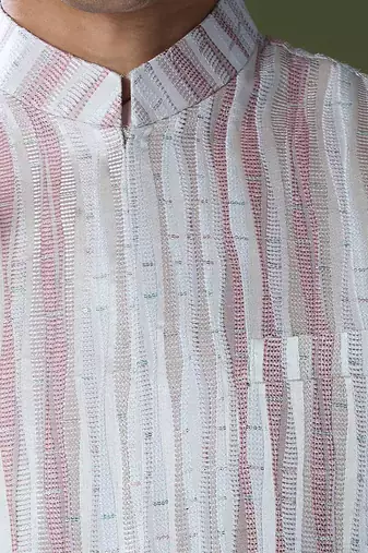 Powder pink embroidered kurta-jacket set