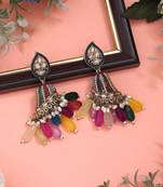 Multi color pakistani kundan earrings