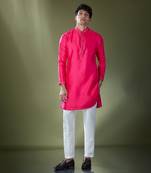 Fuscia mirror embroidered kurta set