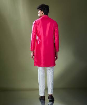 Fuscia mirror embroidered kurta set 4