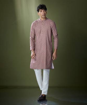 Maroon printed kurta set 1