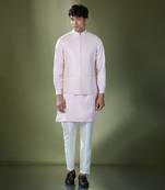 Baby pink embroidered kurta-jacket set