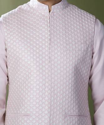 Baby pink embroidered kurta-jacket set 2