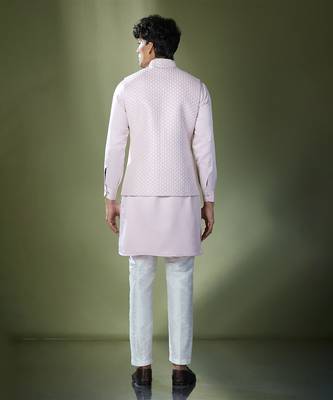 Baby pink embroidered kurta-jacket set 4