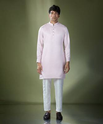 Baby pink embroidered kurta-jacket set 5
