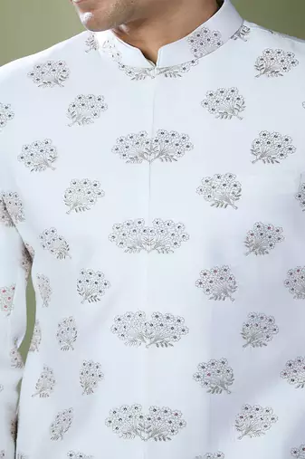 Off white embroidered achkan set
