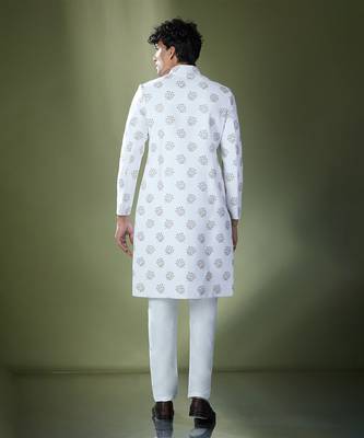 Off white embroidered achkan set 4