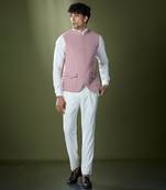 Dusty pink stitch jacket-shirt-pant set