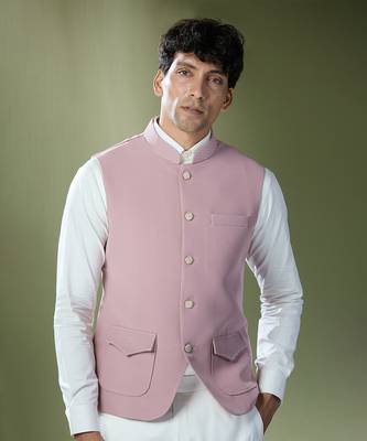 Dusty pink stitch jacket-shirt-pant set 2