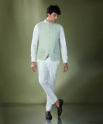 Pista green stitch jacket-shirt-pant set 3