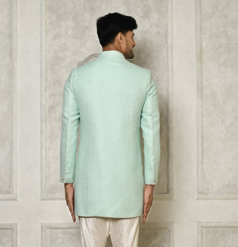 Mint green indo western with  pattern work