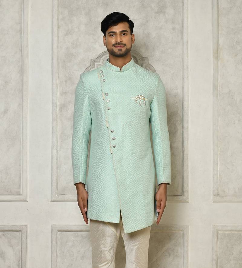 Mint green indo western with  pattern work