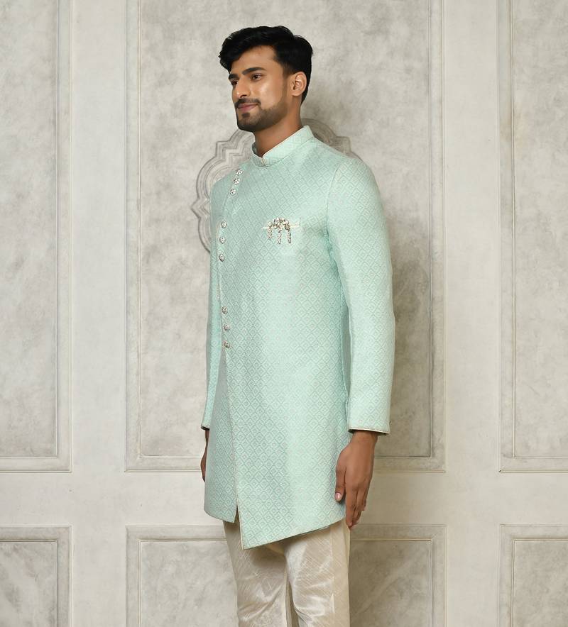 Mint green indo western with  pattern work