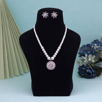 Baby pink color stone necklace set 3