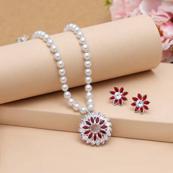 Red color stone necklace set 1