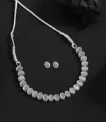 Silver color stone necklace set
