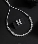 Silver color stone necklace set