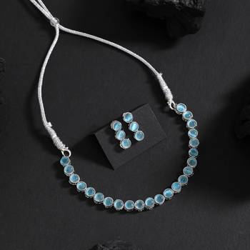 Firozi color stone necklace set 1