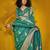 Charming turquoise  color silk saree with fine zari weave