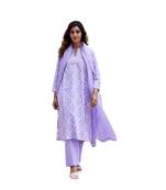 Purple side slit straight floral print pure cotton kurta
