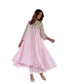 Pink side slits straight floral print pure cotton printed flared kurta