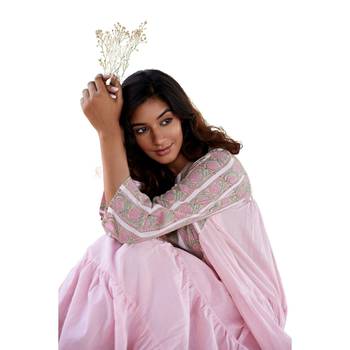 Pink side slits straight floral print pure cotton printed flared kurta 5