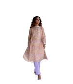 pink side slits straight floral print chanderi silk blend tunic kurta