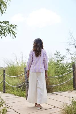 Floral printed button in front pure cotton full sleeves waist length top 3