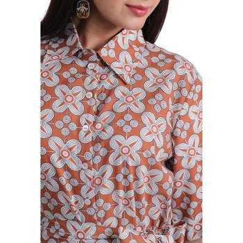 geometric hand print full length front button cotton shirt dress 2