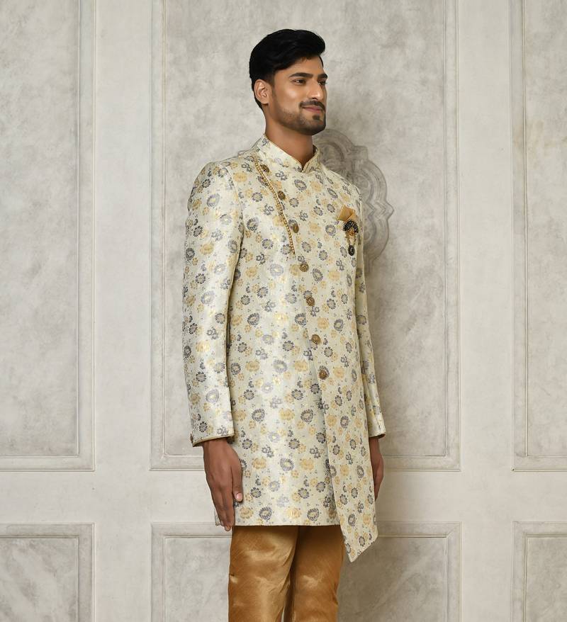 Grey indo western with  pattern work