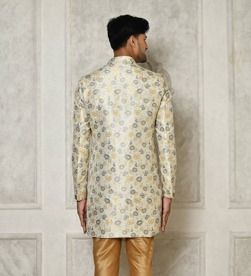 Grey indo western with  pattern work