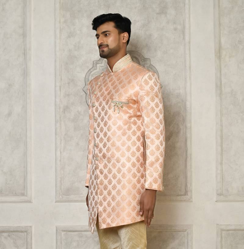 Peach indo western with  hand work