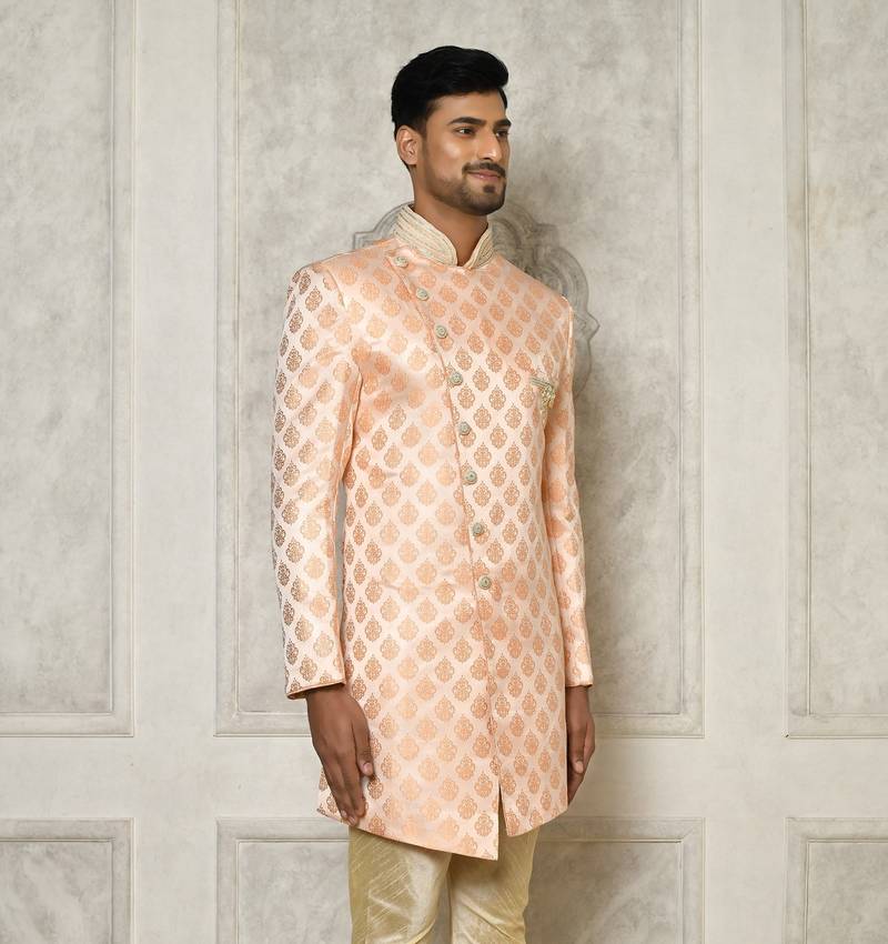 Peach indo western with  hand work