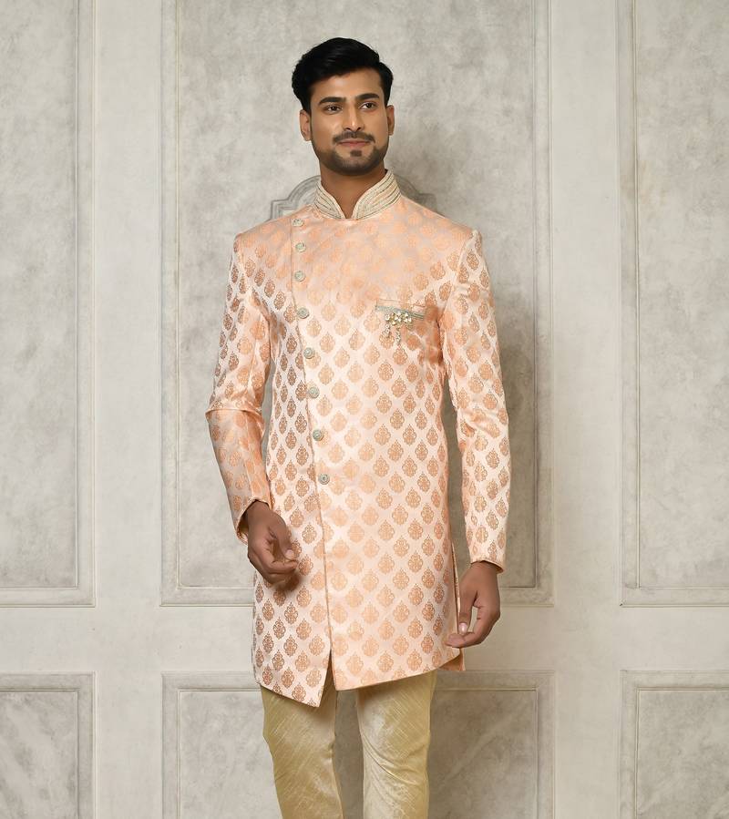 Peach indo western with  hand work