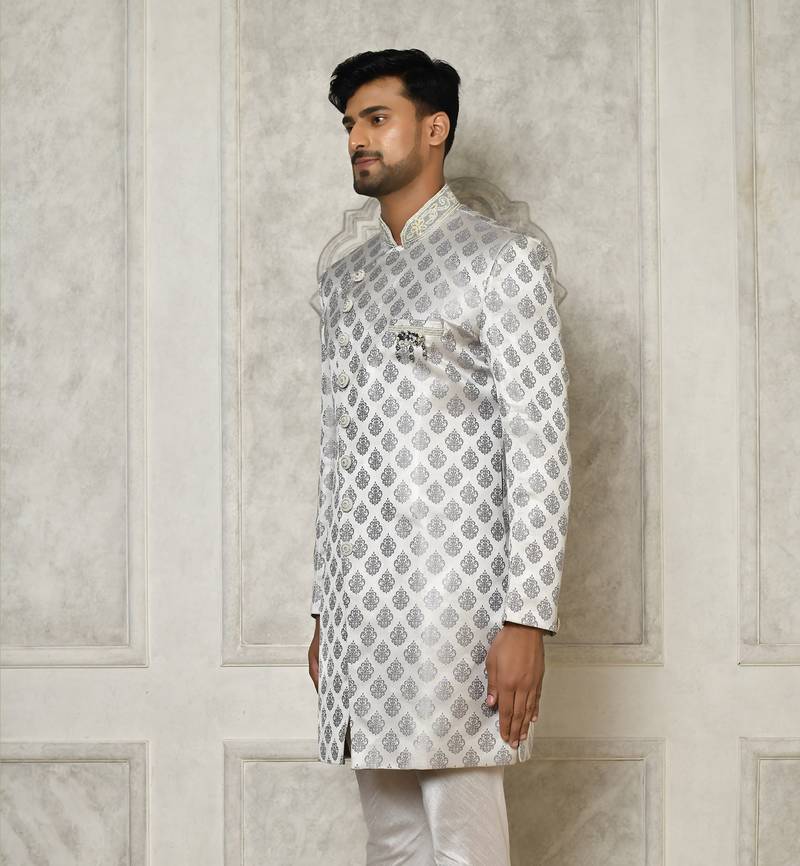 Grey indo western with  hand work