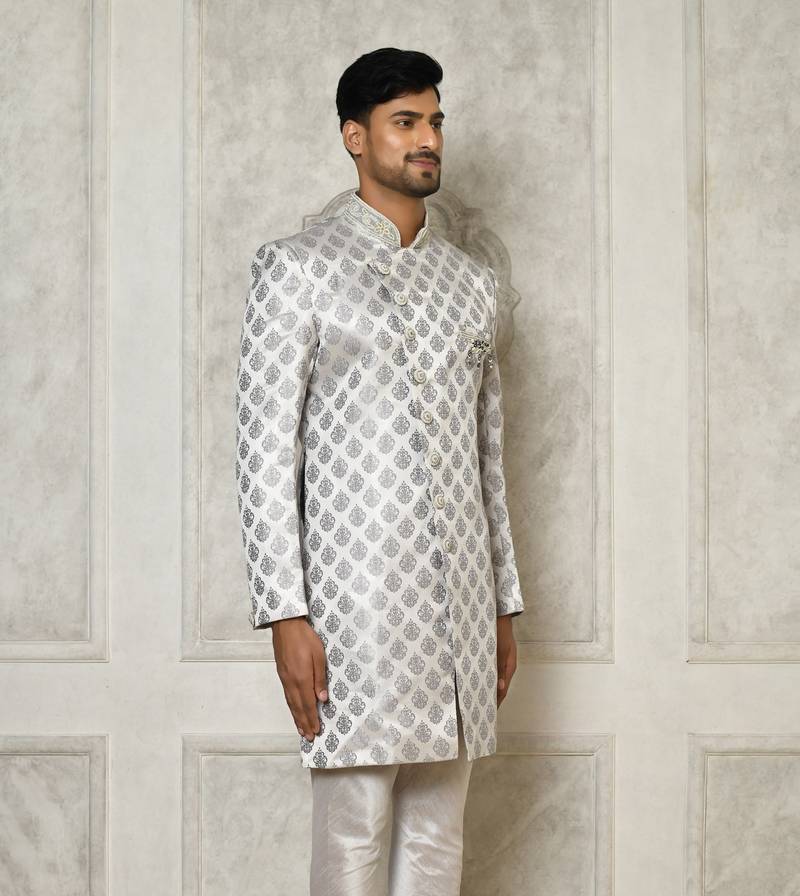 Grey indo western with  hand work