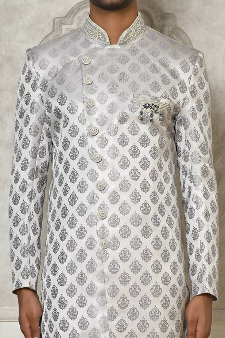 Grey indo western with  hand work