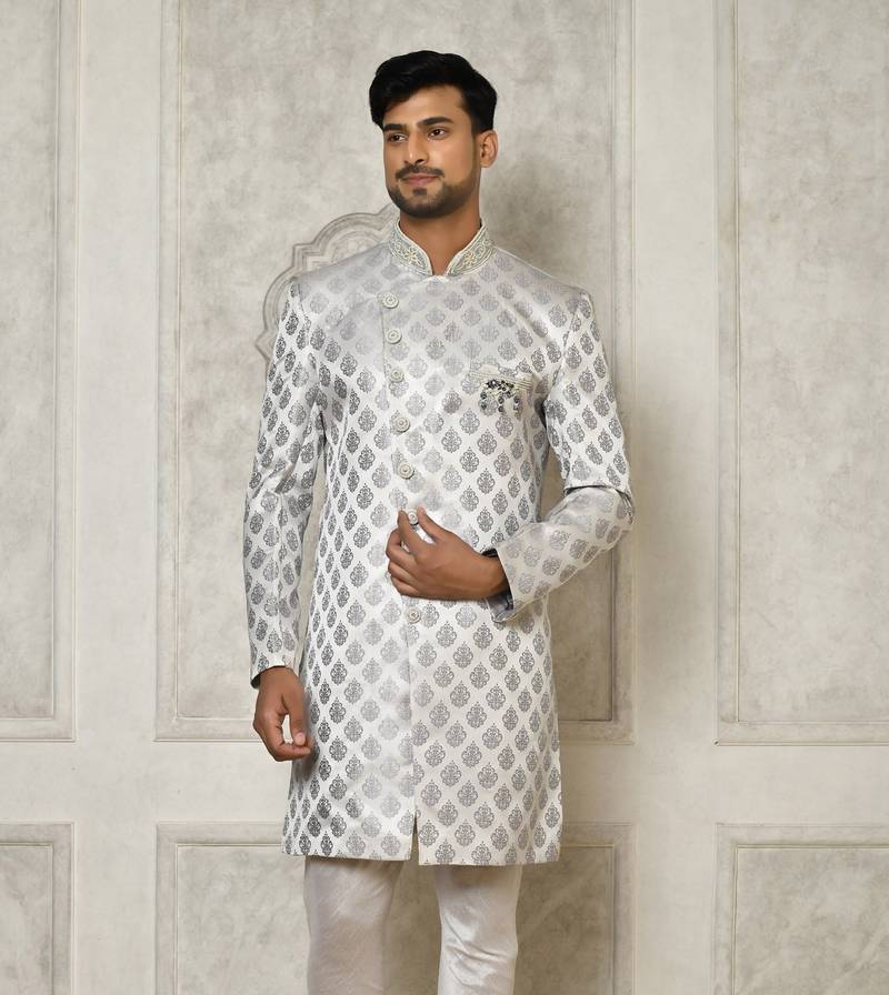 Grey indo western with  hand work