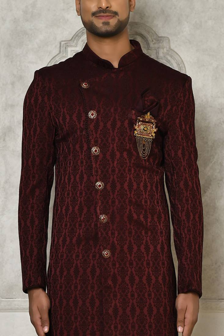 Mahroon indo western with  pattern work